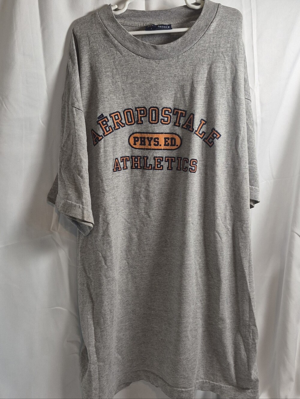 Vintage Aeropostale Gray L Y2K Grunge Distressed Skater Phys Ed Graphic Tee
